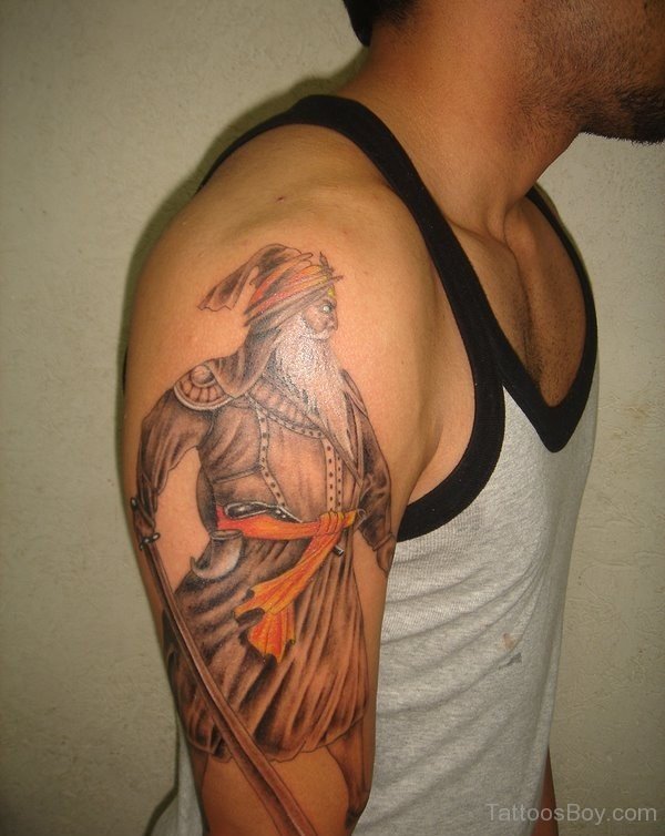 Baba Deep Singh Ji Tattoo On Right Half Sleeve