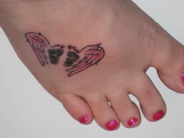 Baby Loss Remembrance Tattoo On Foot For Girls