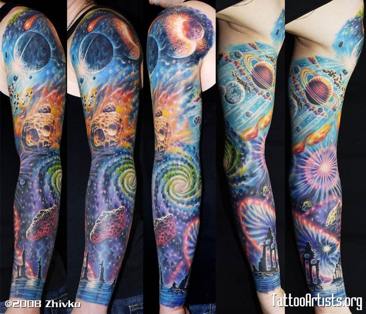Best Spiral Galaxy Tattoo On Full Sleeve