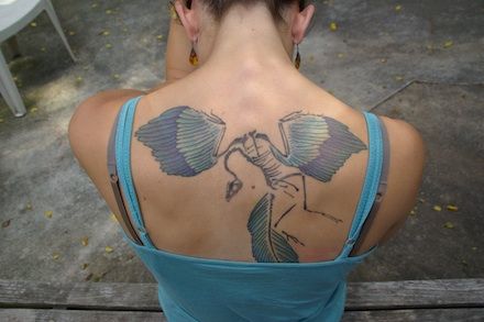 Biology Science Tattoo On Upper Back For Girls