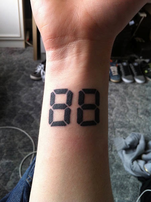 Black Digital Number Tattoo On Wrist