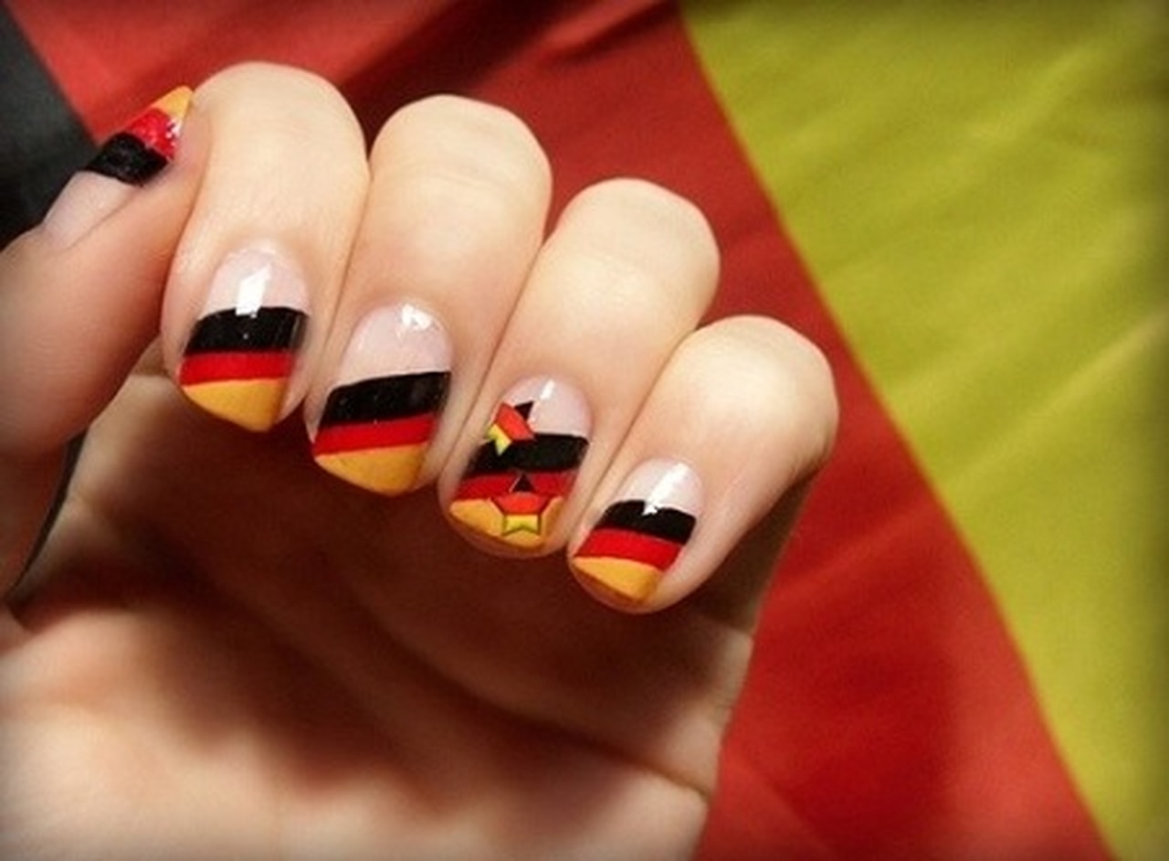 Black Red And Yellow Stripes German Flag Nail Art