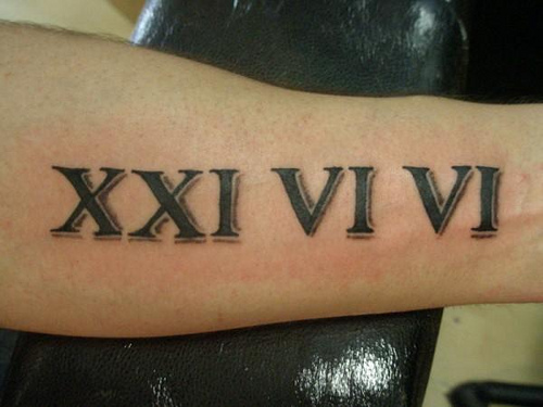 Black Roman Numbers Tattoo On Forearm