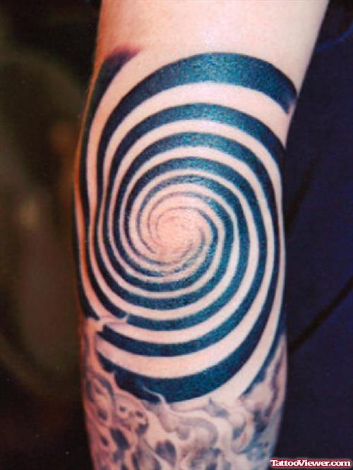 Black Spiral Elbow Tattoo
