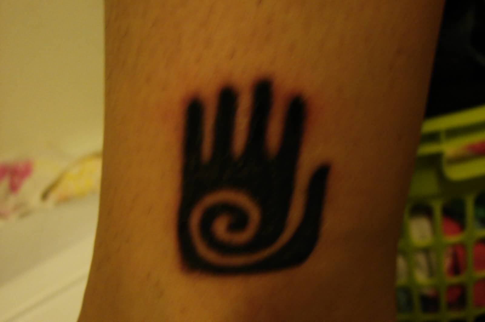 Black Spiral Hand Tattoo By Stephanie Wright