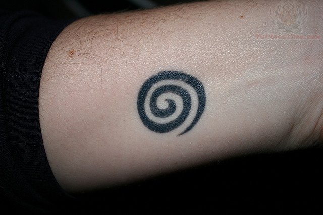 Black Spiral Tattoo On Arm