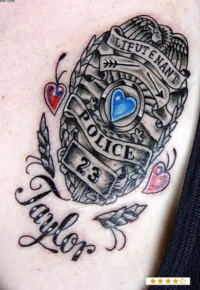 Black Western Police Batch Tattoo