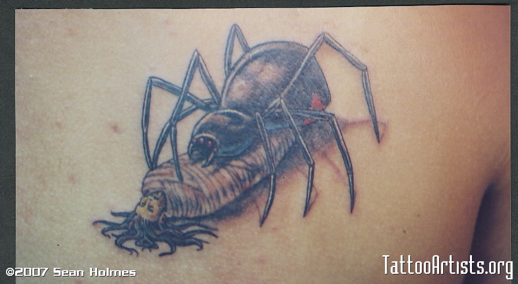 Black Widow Eating Tattoo