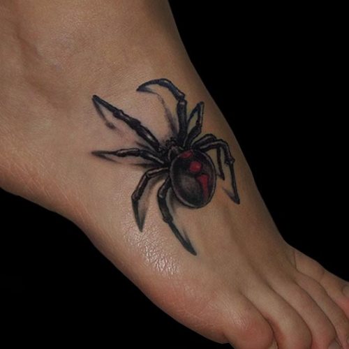 Black Widow Foot Tattoo
