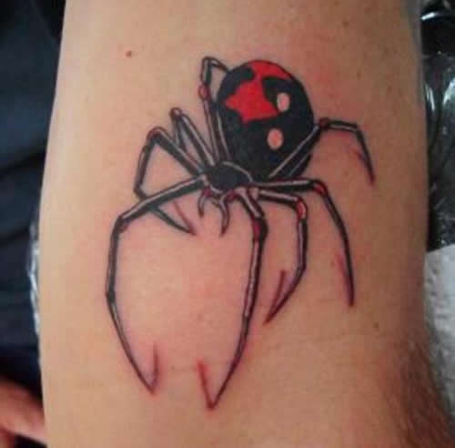Black Widow Scratching Tattoo On Arm