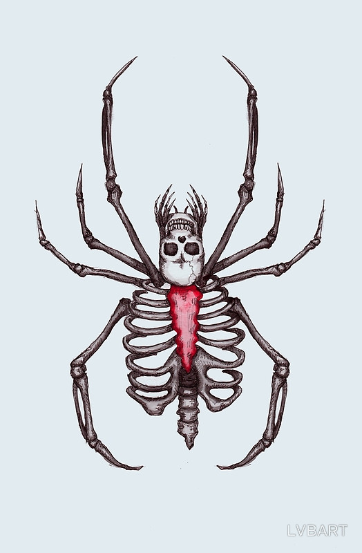 Black Widow Spider Skeleton Tattoo Stencil By LVBART