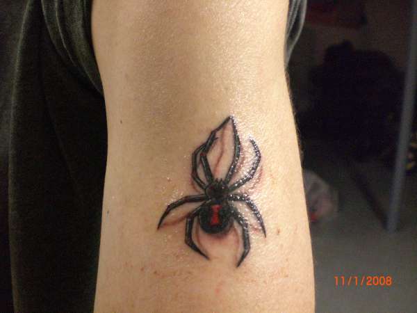 Black Widow Spider Tattoo On Half Sleeve