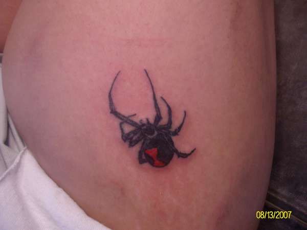 Black Widow Spider Web Tattoo On Hip