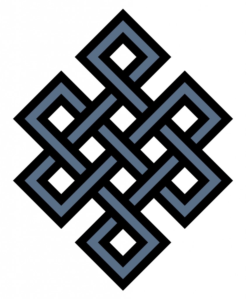 Blue And Black Endless Knot Tattoo Design