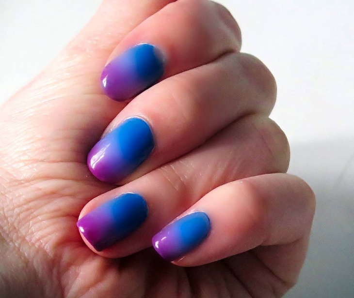 Blue And Purple Gradient Nail Design Idea