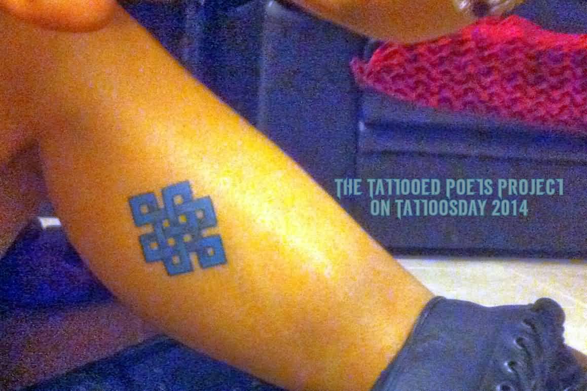 Blue Endless Knot Leg Tattoo