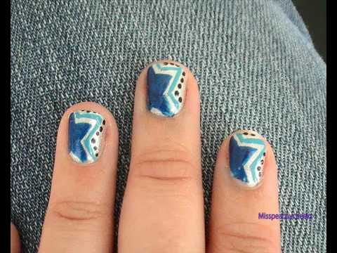 Blue Star Short nail Art