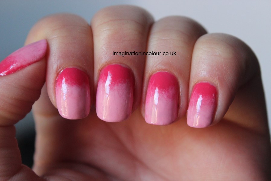 Bright To Light Pink Gradient Nail Art