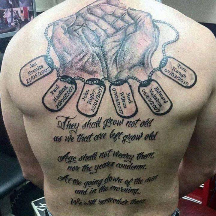 Brilliant Rest In Peace Remembrance Tattoo On Full Back