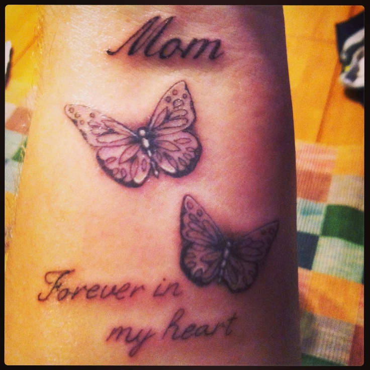 Butterflies Remembrance Tattoo For Mom On Forearm