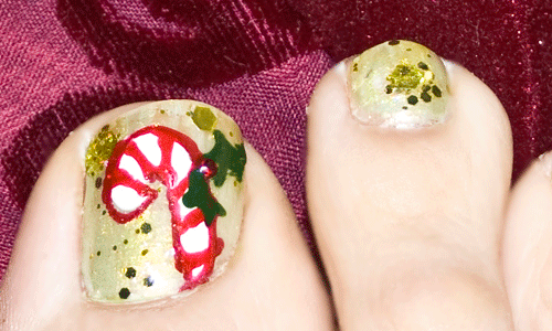 Candy Toe Nail Art For Christmas Nail Art