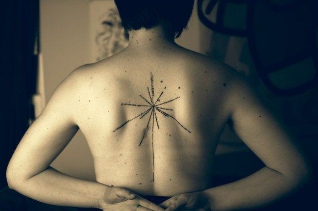 Carl Sagan Pulsar Map Science Tattoo On Upper Back