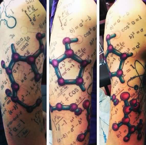 Chemistry Science Tattoo On Right Half Sleeve
