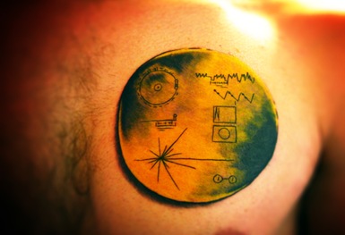 Circular Science Inspired Tattoo On Chest