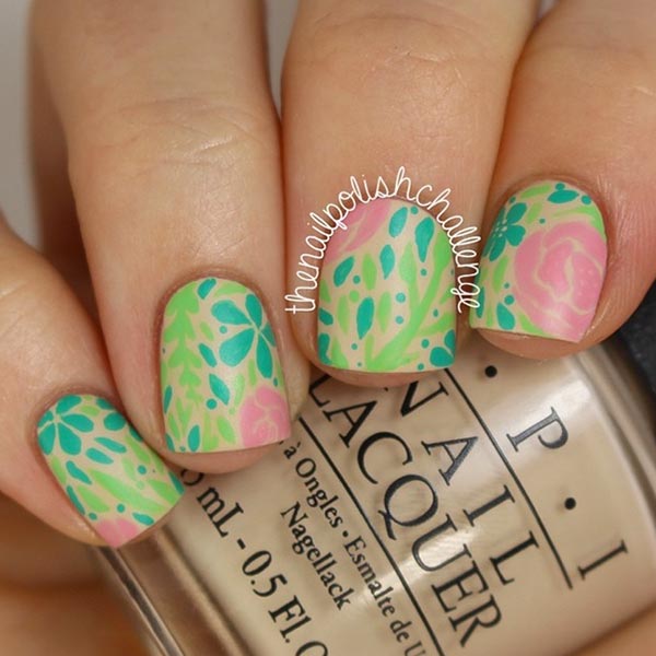 Classy Flowers Design For Short Nails