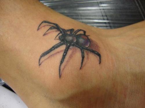 Color Black Widow Spider Tattoo On Ankle