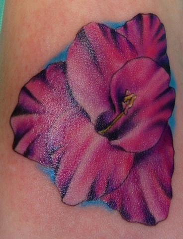 Color Ink Gladiolus Flower Tattoo
