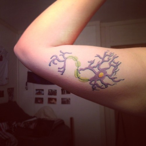 Color Neuron Tattoo On Biceps By Edwin