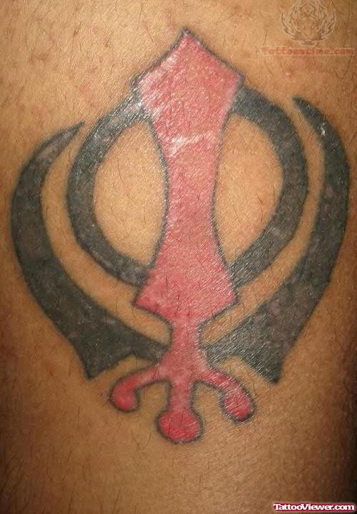 Color Religious Khanda Punjabi Tattoo