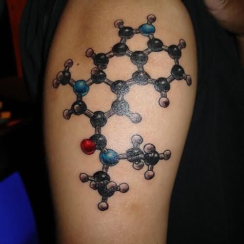 Colored ATP Molecule Science Tattoo On Right Half Sleeve