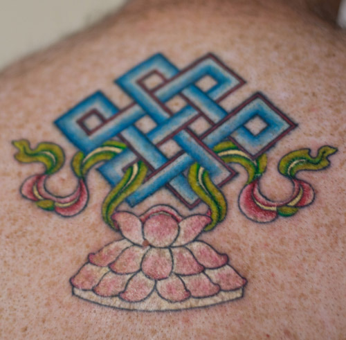 Colored Buddhist Endless Knot Tattoo By William S Hamilton