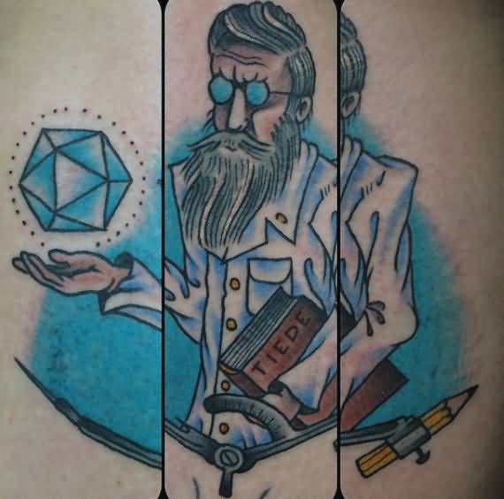 Colored Science Professor Tattoo