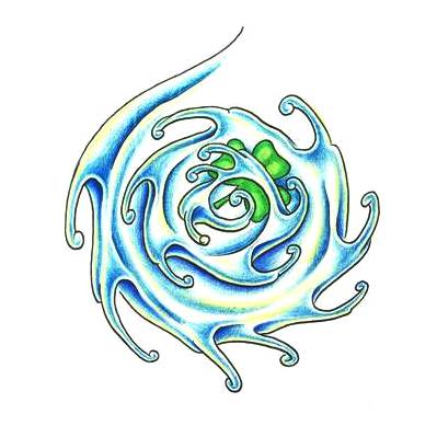 Colored Spiral Waves Tattoo Design