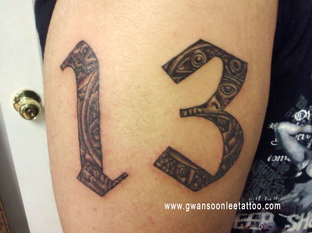 Cool Number Font Tattoo