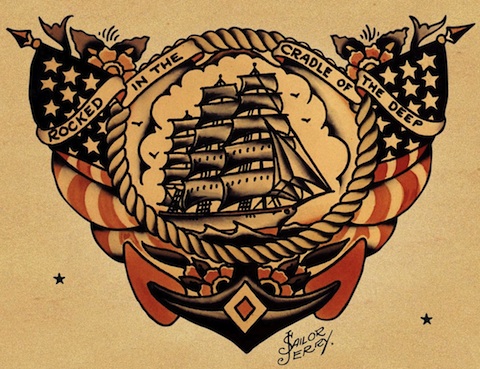 Cool Old School Navy Logo Tattoo Design