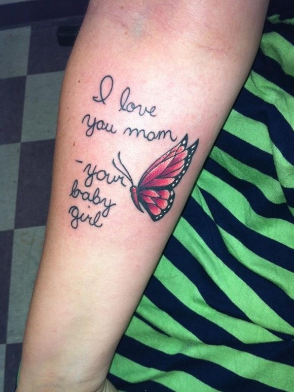 Cool Remembrance Tattoo For Mom On Forearm