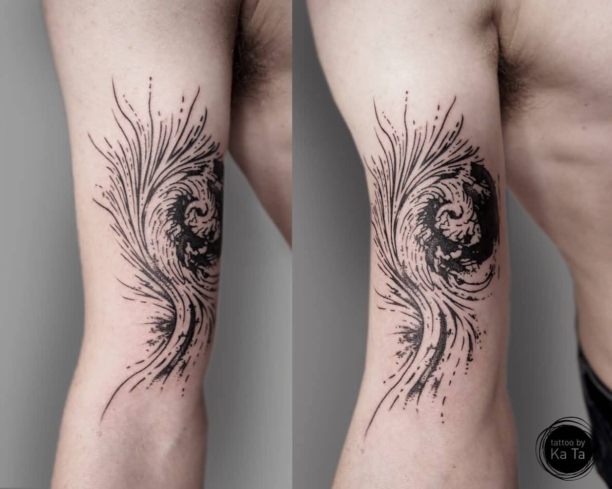 Cool Spiral Tattoo On Upper Arm By Ka Ta