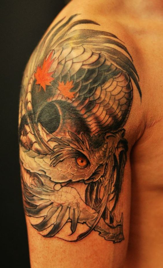 Cool Western Style Dragon Tattoo On Right Shoulder By Kevin