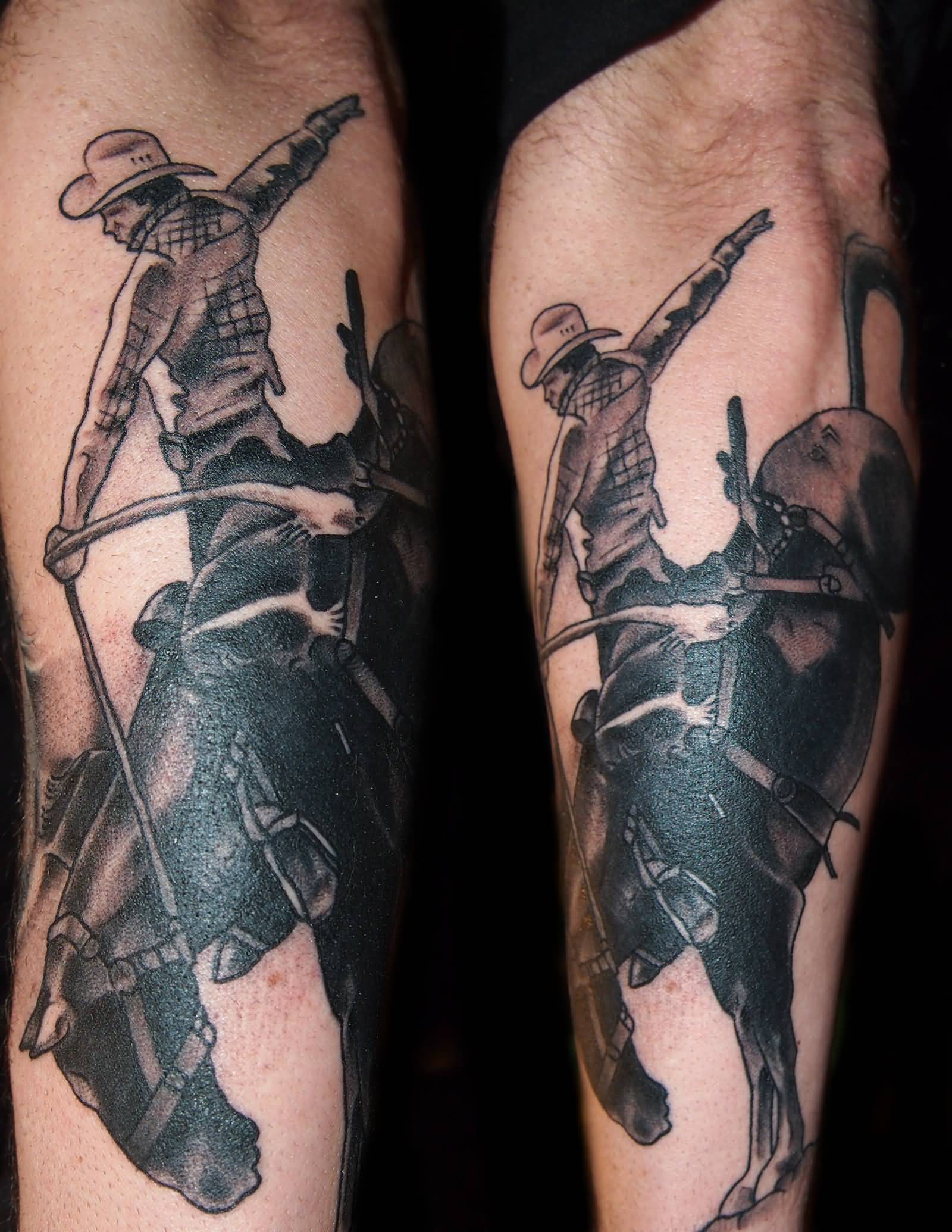 Cowboy With Horse Western Tattoo On Arm
