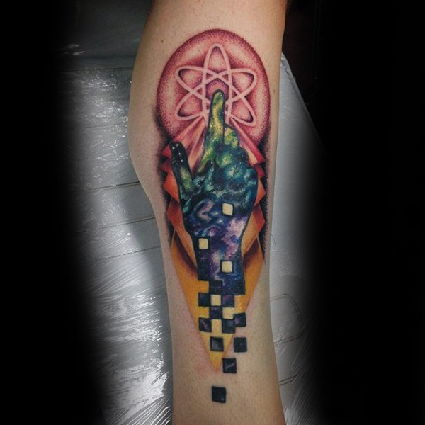 Creative Atom Science Tattoo On Arm