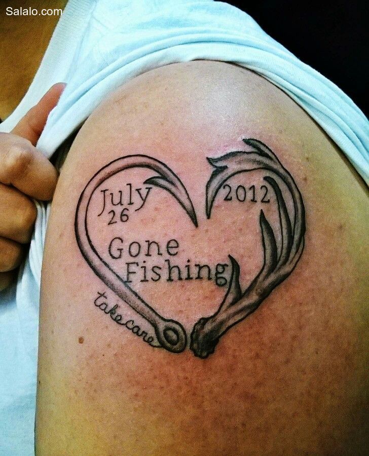 Creative Fishing Remembrance Tattoo For Dad