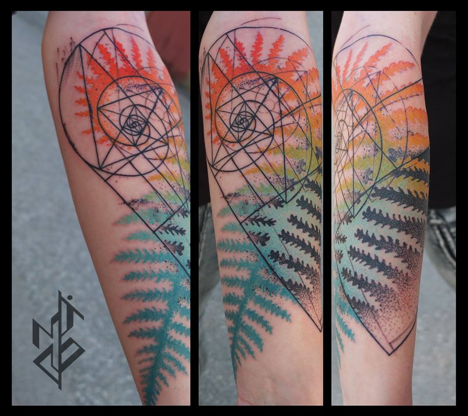 Creative Mix Of Spiral And Tree Tattoo By Mico goldobin