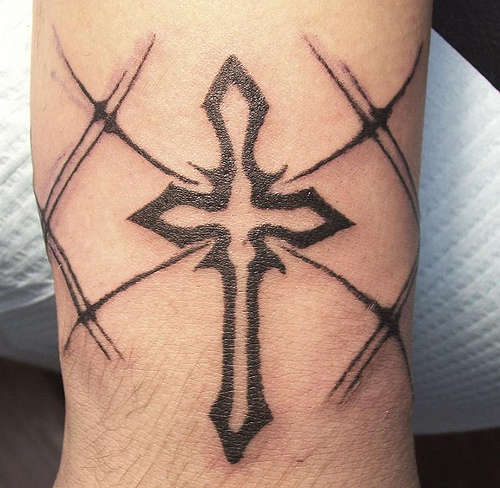 Cross Remembrance Tattoo On Arm