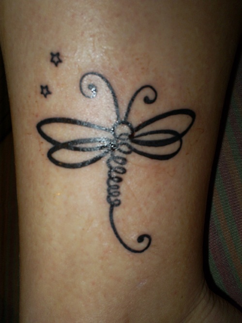 Cute Small Spiral Dragonfly Tattoo On Wrist