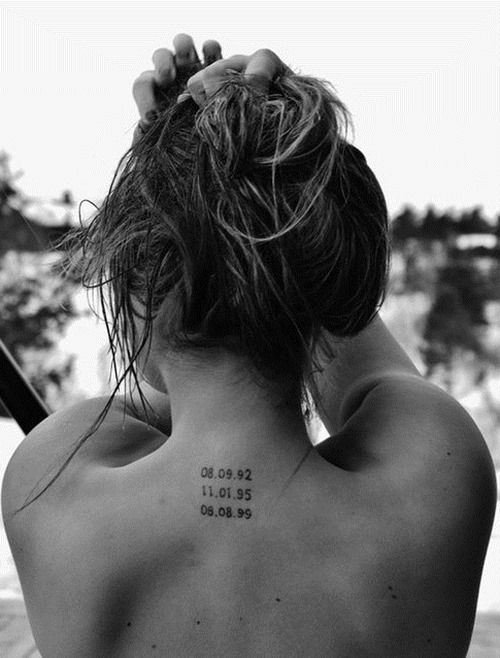 Dates Number Tattoo On Nape For Girls