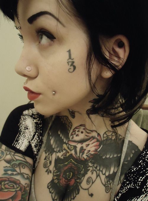 Devil Number Tattoo On Face For Girls